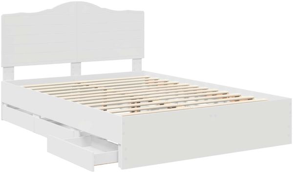 vidaXL Bettrahmen mit Schubladen Weiß 140 x 190 cm Ingenieurs Holz 3413415 Bild 5