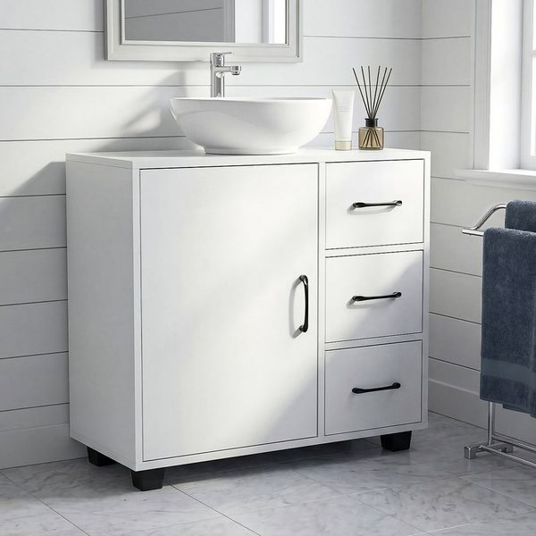 oyajia Waschbeckenunterschrank Unterschrank Badezimmerschrank Badschrank mit 3 große Schubladen (Breite 70 cm)