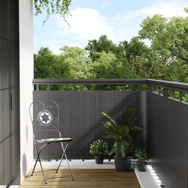 vidaXL Balkon-Sichtschutz Anthrazit 1000x100 cm Poly Rattan 156249
