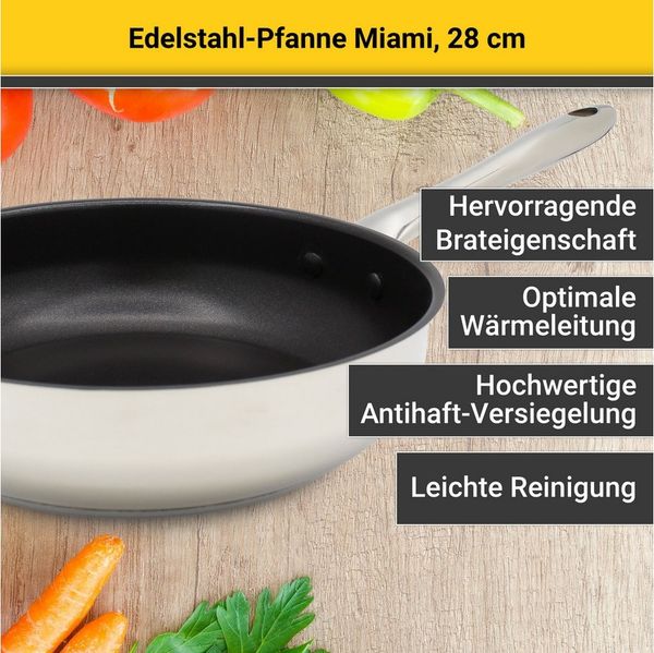 Krüger Edelstahl Bratpfanne beschichtet aus der Serie Miami 28cm