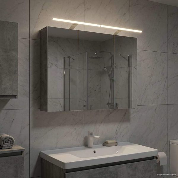 vidaXL Badezimmerspiegelschrank mit Tür Beton Grau 100 x 14,5 x 70 cm 889130
