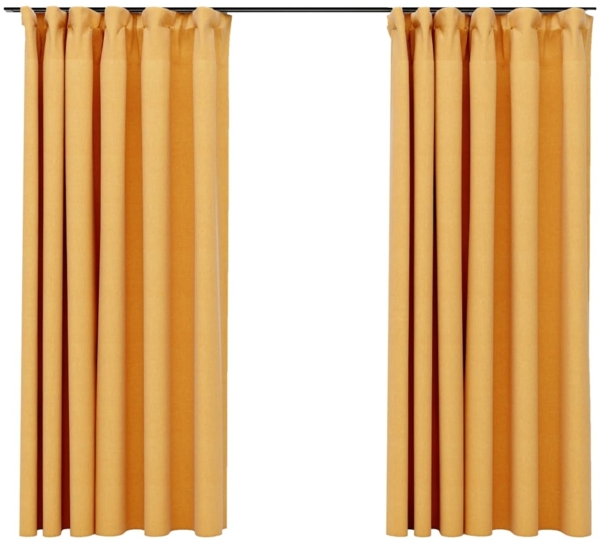 vidaXL Verdunkelungsvorhänge Haken Leinenoptik 2 Stk. Gelb 140x175 cm 321196