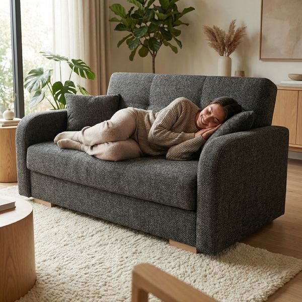Wohnero24 Schlafsofa POLINA 3 155x95 cm 133x195 cm mit Bettkasten 3 Sitzer Sofa mit Schlaffunktion ausziehbar großes Schlafsofa für Wohnzimmer - Schwarz