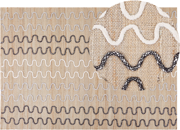 Teppich Jute beige 160 x 230 cm geometrisches Muster Kurzflor SOGUT