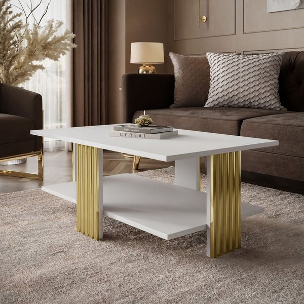 Lookway Couchtisch SAPHIRA GOLD mit Ablage (1 Tisch)