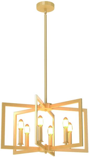 6-flammiger Kronleuchter Deckenleuchte industriell Pendelleuchte mit 67-157 cm verstellbarer Höhe Golden