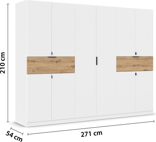 rauch Kleiderschrank, Drehtürenschrank TICAO, 10-türig, 2 Schubkästen, inkl. Türdämpferset, Alpinweiß, 271 x 210 x 54 cm Bild 4