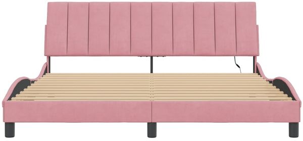 vidaXL Bettgestell mit LED ohne Matratze "Hanko" Rosa 180x200 cm Samt 3213798 Bild 6
