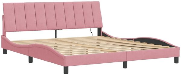 vidaXL Bettgestell mit LED ohne Matratze "Hanko" Rosa 180x200 cm Samt 3213798 Bild 3