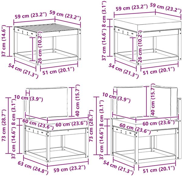 vidaXL Outdoor-Sofagarnitur mit Kissen 9 pcs Weiß und Anthrazit 3388081 Bild 9