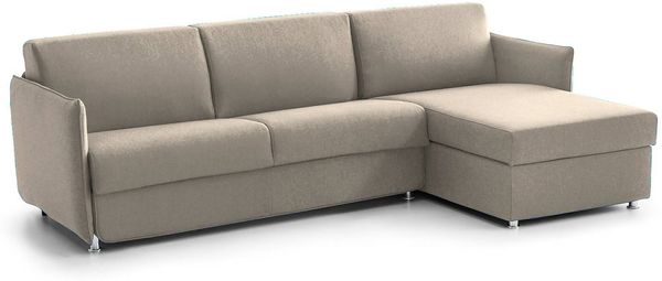 Dmora Schlafsofa mit Halbinsel Sumirago, Verwandelbares Ecksofa für das Wohnzimmer, gepolstert, abnehmbar, 100 % Made in Italy, 260x160 h90 cm, Taube