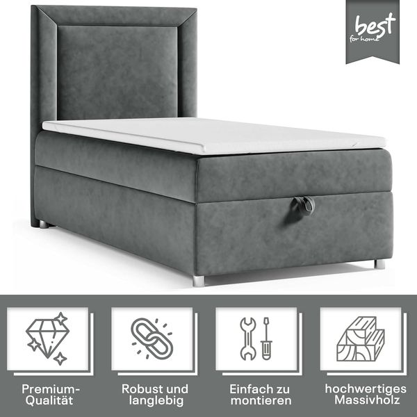 Best For Home Trinity K3 Einzelbett: Boxspringbett mit Bonnell-Federkern, Matratze und Stauraum Bild 3
