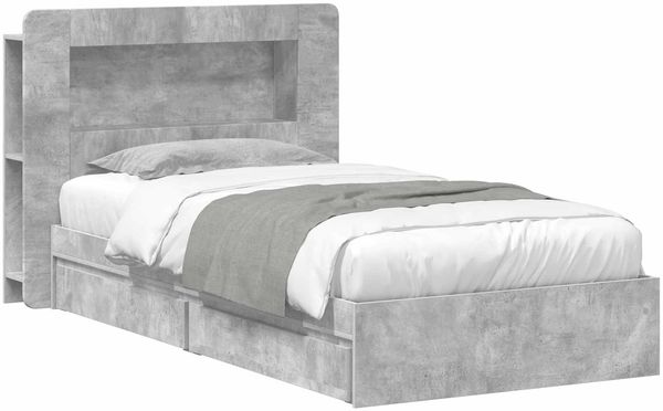 vidaXL Bettgestell mit Stauraum Betongrau 90x190 cm Holzwerkstoff 3433625
