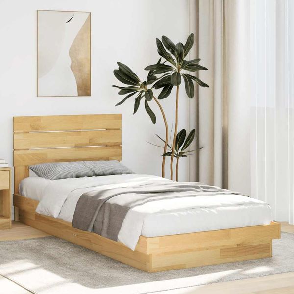 vidaXL Massivholzbett mit Kopfteil ohne Matratze 80x200 cm Eichenholz 3324140