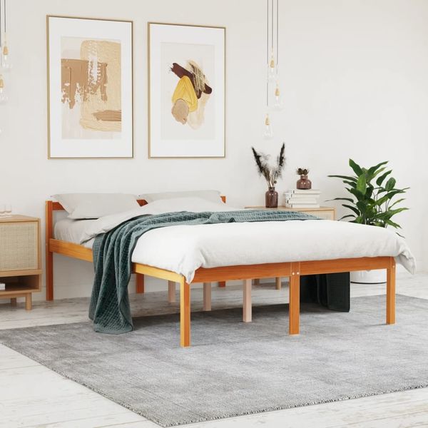vidaXL Seniorenbett Wachsbraun 140x190 cm Massivholz Kiefer 844154