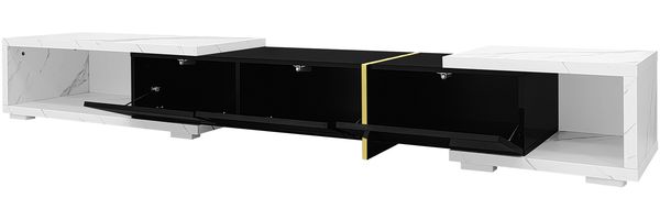 TV-Lowboard aus MDF/Spanplatte, dreh- & ausziehbar, 140-260x40x30 cm, Weiß/Schwarz Bild 7