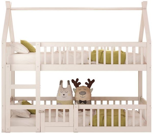 REDOM Etagenbett Jugendbett, Kinderbett mit Treppe, Loft Design (Etagenbett-Rahmen 90*200 cm), ohne Matratze