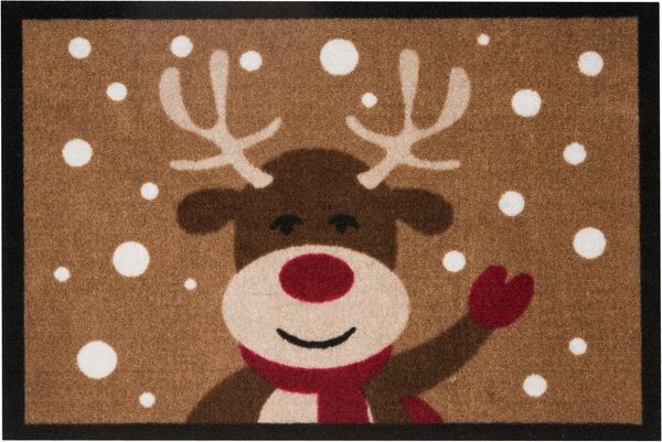 HANSE Home Fußmatte Reindeer, Türmatte, rechteckig, Höhe: 7 mm, In- & Outdoor, Rutschfest, Rentier-Motiv, Waschbar, Wetterfest, Flur