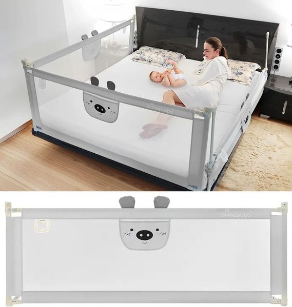 Primabobo Bettgitter Set 3 Stück Bär – 2X 200 cm + 1x160 cm – Rausfallschutz Kinderbett, Bettgitter mit Motiv, Bettschutz Komplettset