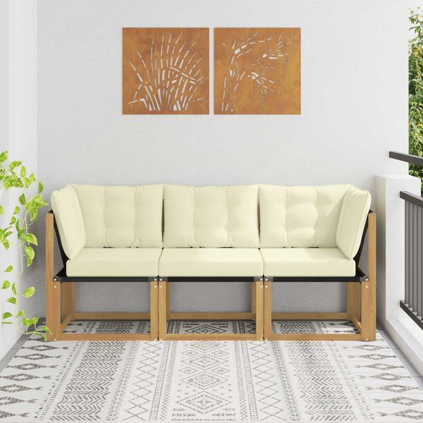 vidaXL Outdoor Mittel- und Ecksofa mit Kissen 3 Stück Weiß 901625