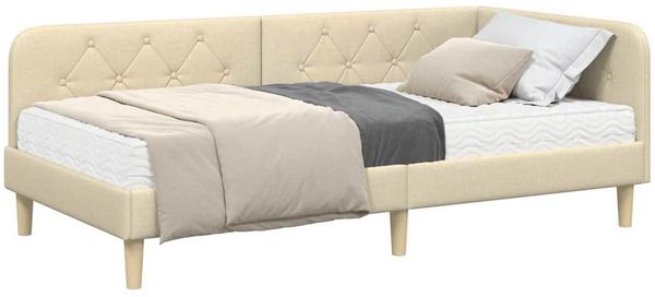 vidaXL Eckbettgestell Creme 100 x 200 cm Stoff 3394131 Bild 3