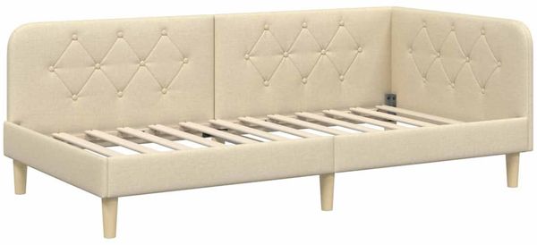 vidaXL Eckbettgestell Creme 100 x 200 cm Stoff 3394131 Bild 6