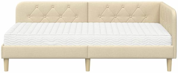 vidaXL Eckbettgestell Creme 100 x 200 cm Stoff 3394131 Bild 5