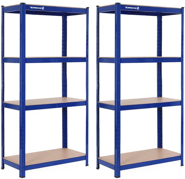 SONGMICS Schwerlastregal, 2er Set, Kellerregal, Lagerregal, 40 x 80 x 160 cm, Regal mit Stahlgestell, bis 520 kg belastbar, 4 verstellbare Ablagen, blau GLR88Q