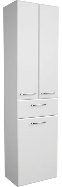 Saphir Hochschrank Quickset Badschrank 50 cm breit, 2 Türen, 1 Schublade, 1 Wäschekippe Badezimmer-Hochschrank inkl. Türdämpfer, Griffe in Chrom glänzend