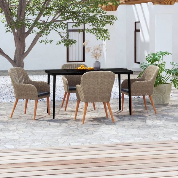 vidaXL 5-tlg. Garten-Essgruppe mit Kissen Braun 3099525