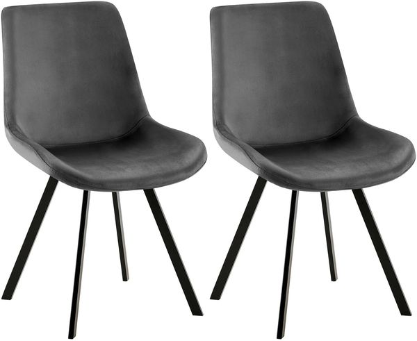 2er Set Esszimmerstuhl LOVER - Samt Dunkelgrau 53x59x89 cm | Essstühle Esszimmerstühle Küchenstühle Wohnzimmerstühle