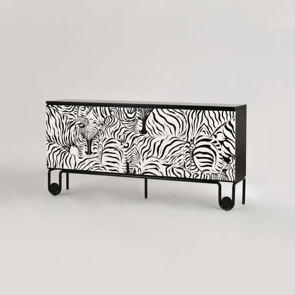 Livin Hill 'Stilig' Kommode, MDF / Metall, Schwarz / Weiß, 90 x 40 x 183 cm