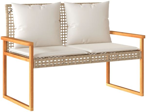 vidaXL 4-tlg. Garten-Lounge-Set mit Kissen Beige Poly Rattan 365859 Bild 4
