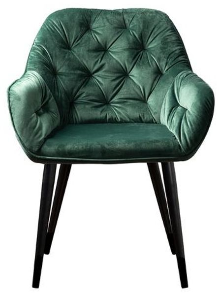 Chessy - Esszimmerstuhl mit Armlehne , gepolsterter Sitz und Rücken, komfortable Chesterfield Polsterung, Samtstuhl , Metallfuss in anthrazit matt Bild 7