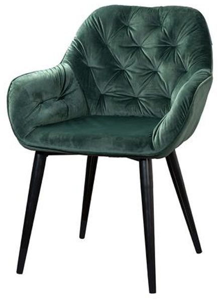 Chessy - Esszimmerstuhl mit Armlehne , gepolsterter Sitz und Rücken, komfortable Chesterfield Polsterung, Samtstuhl , Metallfuss in anthrazit matt Bild 8