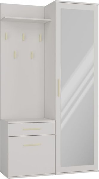 Selsey 'Duvio' Flurgarderobe mit Schrank und Spiegel, Greige, 100 cm