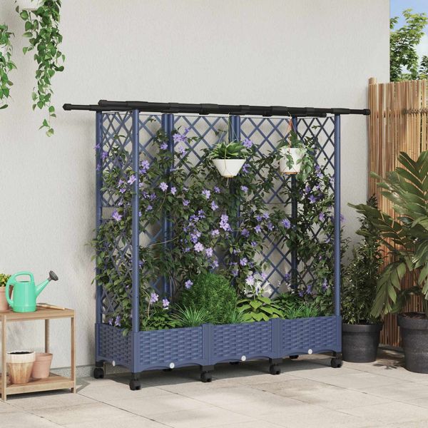 vidaXL Hochbeet mit Rankgitter und Dach Grau 164 x 40 x 127 cm PP 3423122