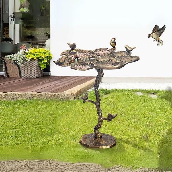 Wetterfester Beistelltisch Vogeltränke PAJORO 65cm antik-messing Indoor Outdoor