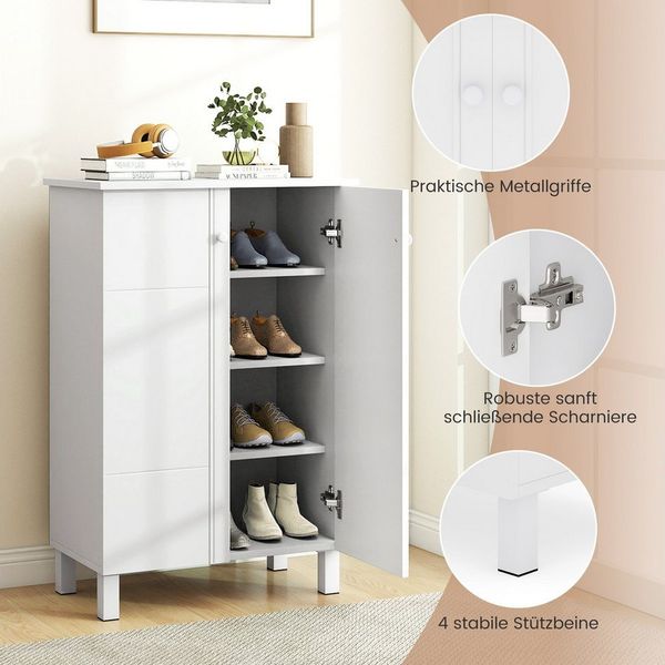 COSTWAY Schuhschrank Holz Schuhkommode mit abnehmbarem Regal 60x33,5x90cm