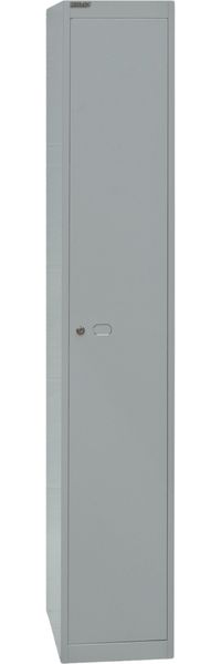 Bisley Garderobenschrank Office mit Schloss aus Stahlblech, 1 Fach mit Hutboden & Kleiderstange - Kleiderspind abschließbar, Spind Tiefe: 30,5 cm - Farbe: silber, CLK121-355