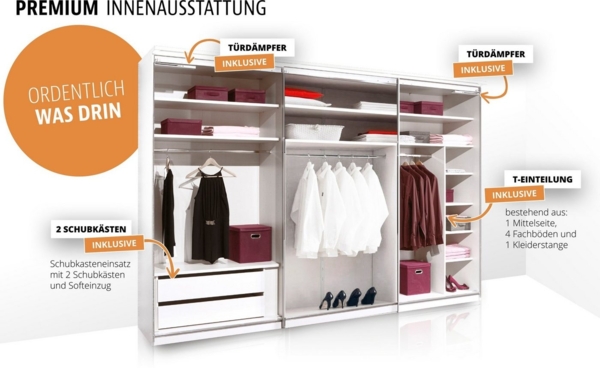 Staud Schwebetürenschrank, Spanplatte, Weiß, H222 x B298 Bild 2