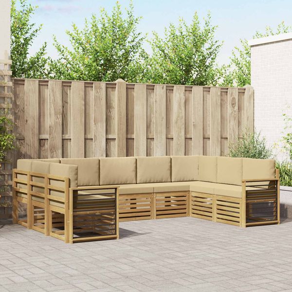 vidaXL Outdoor-Sofagarnitur 9 pcs Weiß und Beige 304 x 187,5 x 73 cm 3392518