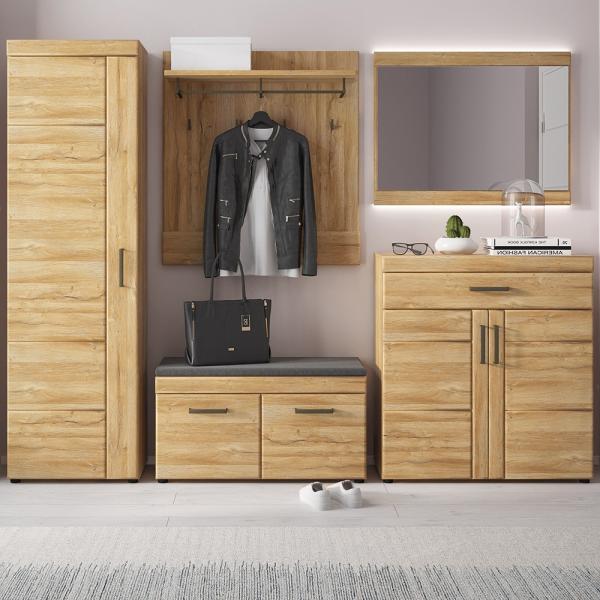 Garderobenmöbel Komplett Set, 5-teilig, in Grandson Eiche Nb. CARIATI-129, B/H/T ca. 274/195/38 cm