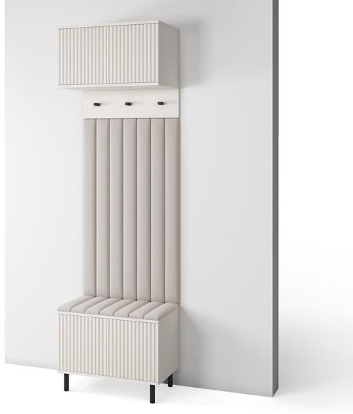 Garderoben-Set Ritmo version 5 mit Schuhregal und Polsterplatten, Ideal für Flur und Eingangsbereich (Cashmere, Trinity 01), 225 x 40 x 70 cm