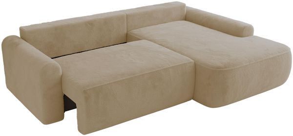 Ecksofa, L-förmiges, lose Kissen, DL-Schlaffunktion, (H 100 x T 187 x B 273 cm) - CUBO L - Plüsch Creme - rechte Seite Bild 5