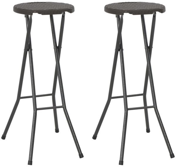 vidaXL Klappbare Barhocker 2 Stk. HDPE und Stahl Braun Rattanoptik 44559