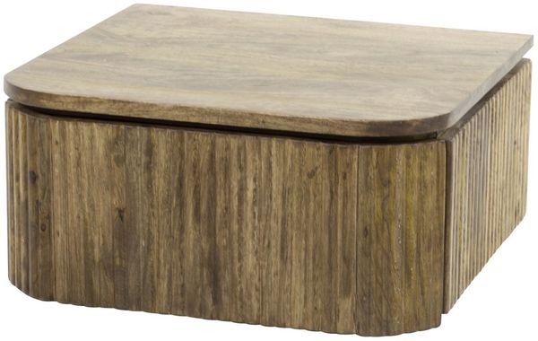 Nachttisch Vagula aus massivem Mangoholz, modernes Wellen-Design, Natur, mit Schublade