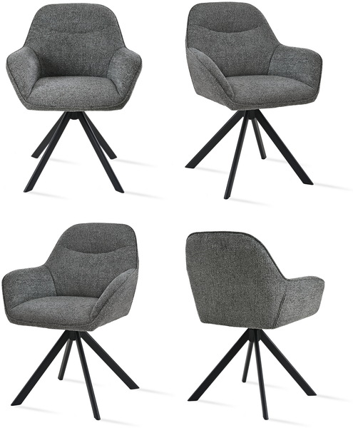 GOEURVANT 1370 Esszimmerstühle 4er-Set, 360° Drehbar, Chenille - Schiefergrau