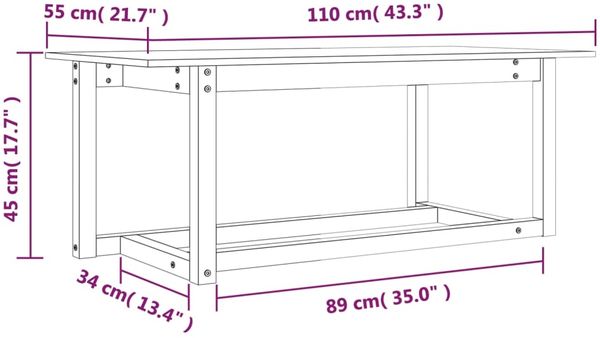Couchtisch Schwarz 110 x 55 x 45 cm Massivholz Kiefer [822171] Bild 8