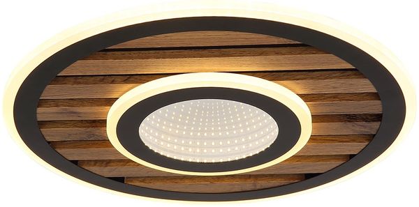 LED Deckenleuchte, Holzleuchte, schwarz, D 40 cm